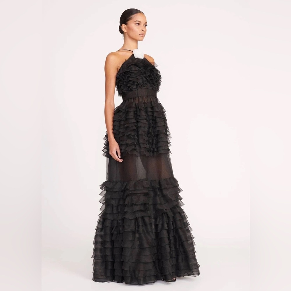 ⚡️NWT STAUD Florian Black Ruffled Evening Gown